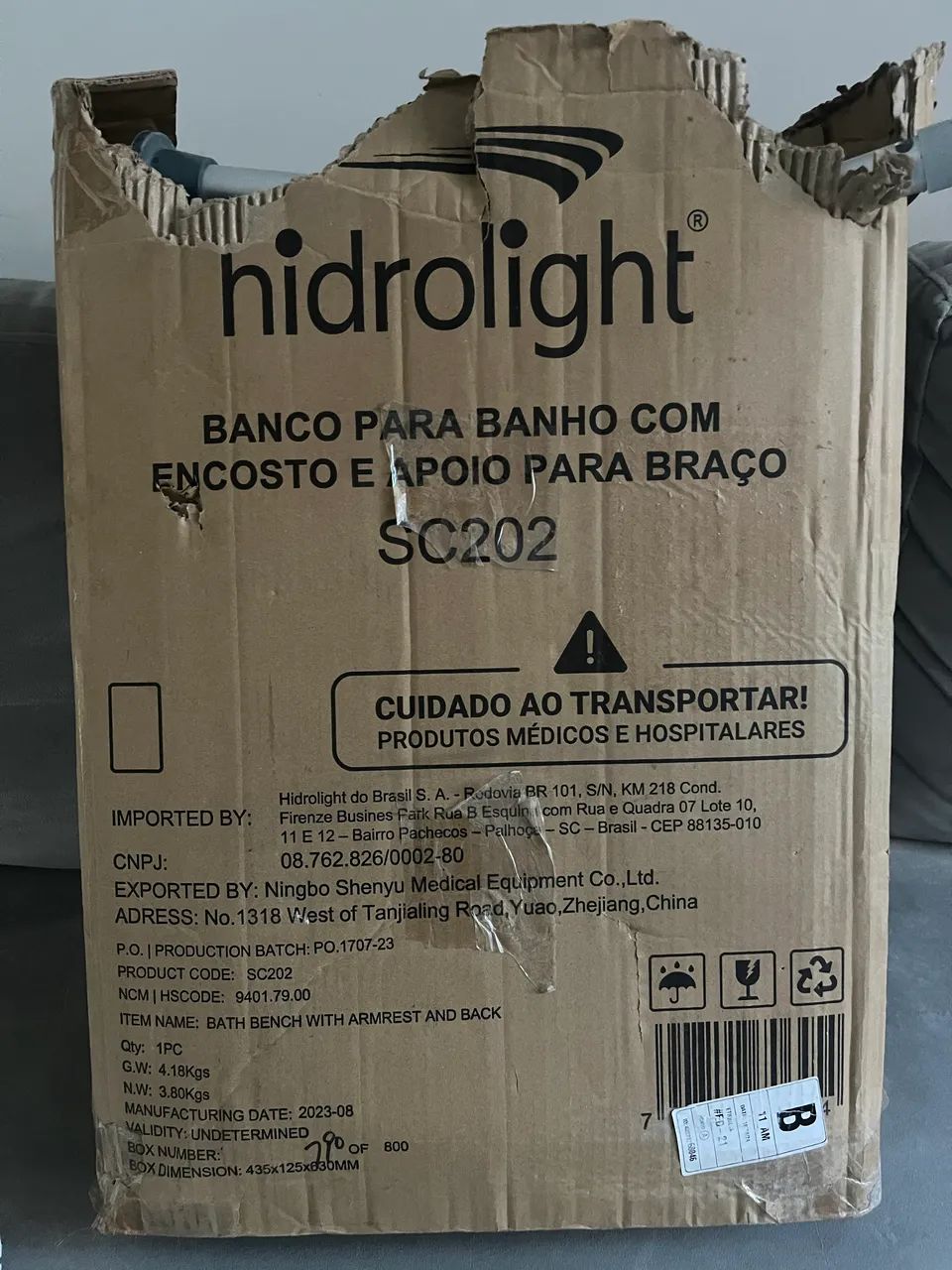 Banco para Banho Hidrolight SC202, com encosto e apoio para braços - Foto 4