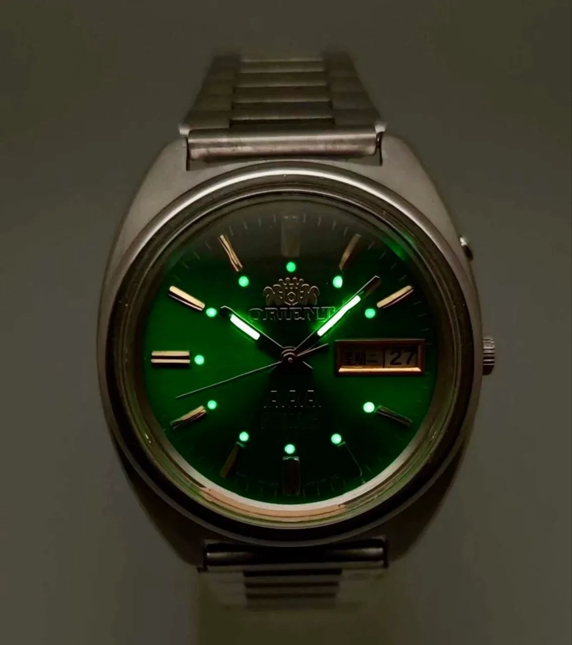 Raro! Relógio Automático Orient 3 Estrelas Vintage Verde - Foto 5