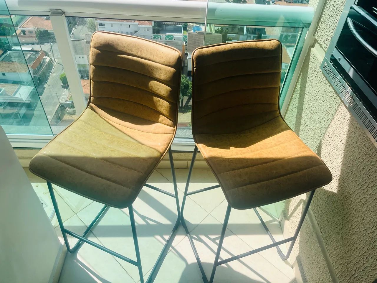 2 banquetas estofadas alta Caramelo - Foto 4