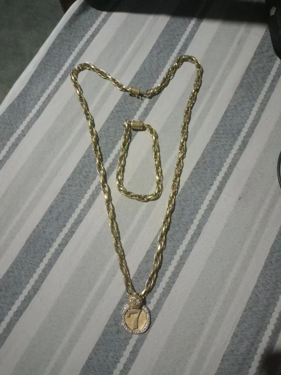 Cordão e pulseira moedas antigas - Foto 2