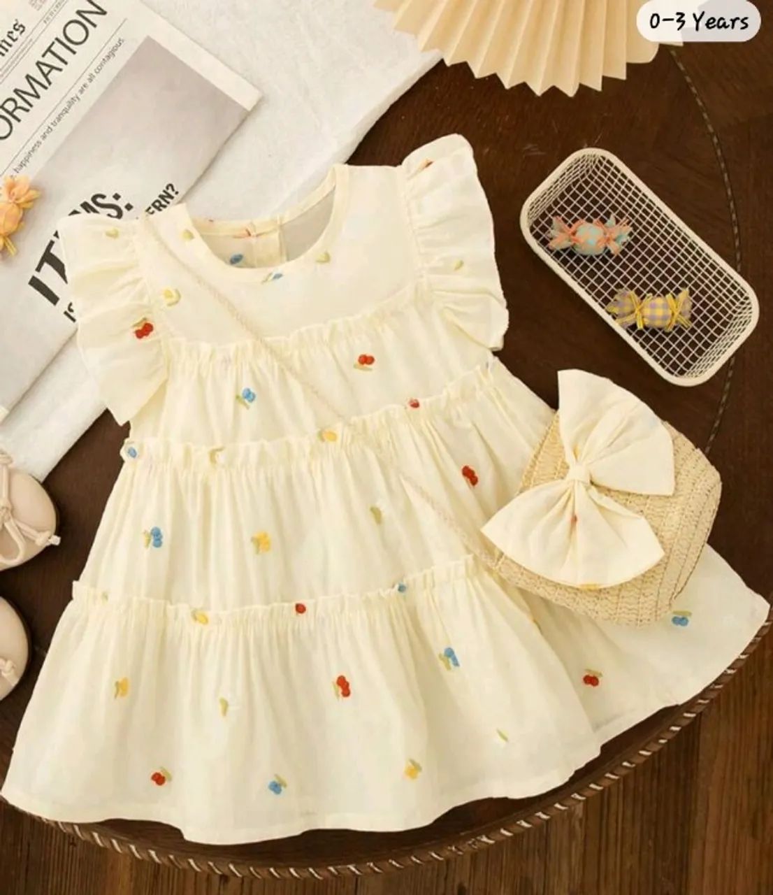 Vestido Infantil com bolsa.