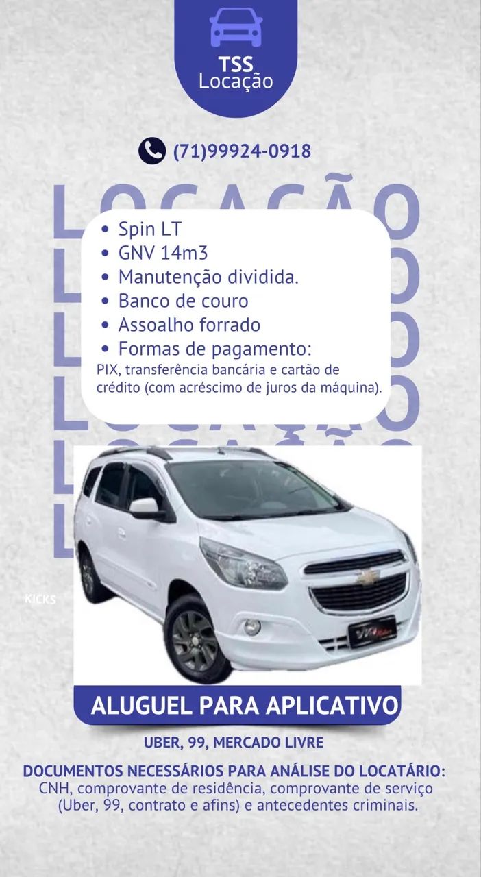 Aluguel de Spin com GNV e banco de couro