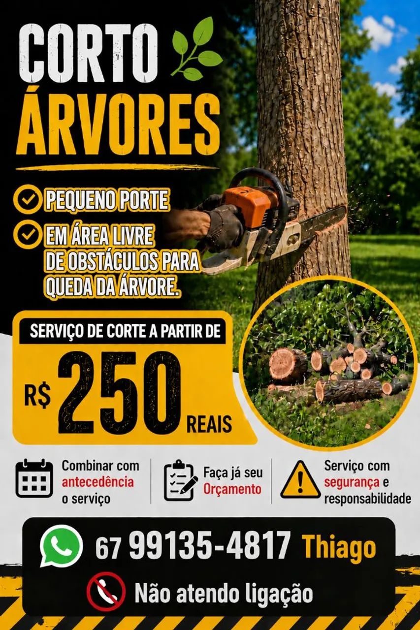 REALIZO CORTE DE ÁRVORES DE PEQUENO PORTE 