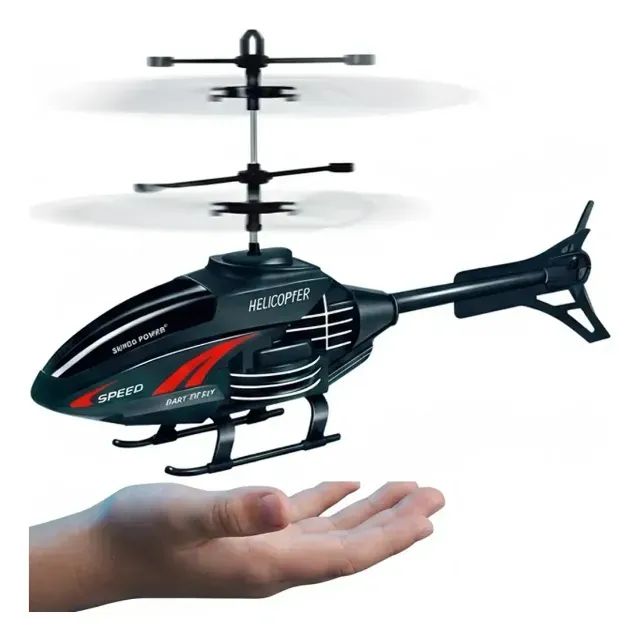 Mini Helicóptero Sensor de Mão Preto com Luz Para Crianças - Foto 5