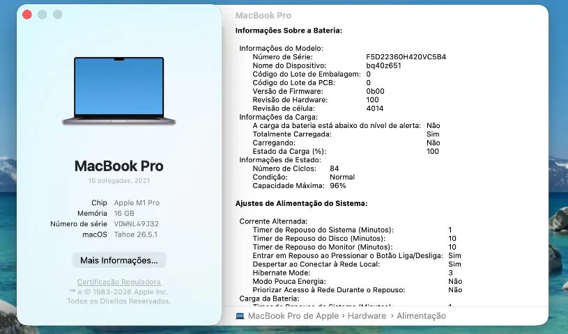 MacBook Pro M1 - 2021 (ProM1/16g/1TB) 16 polegadas - Foto 2