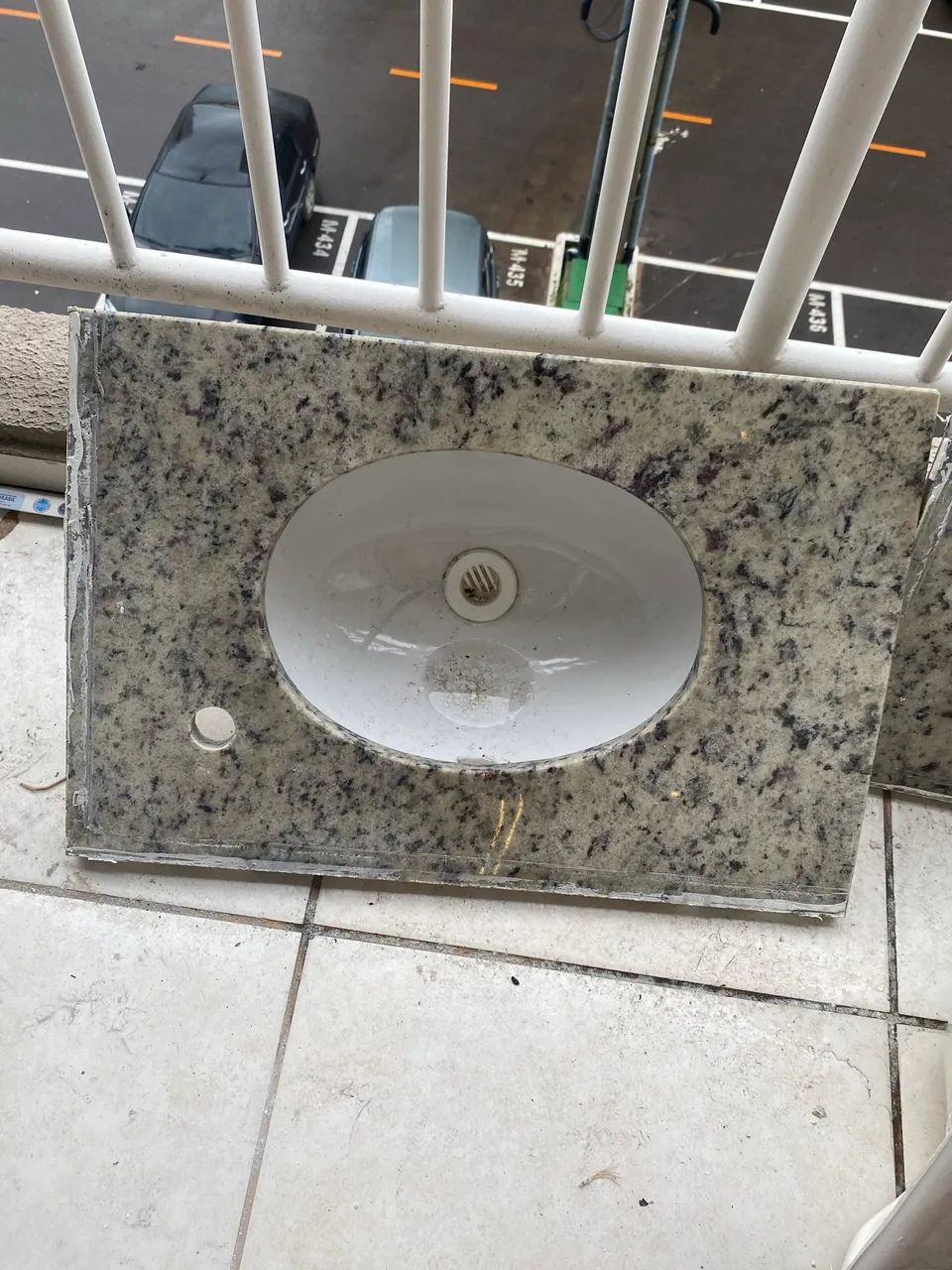 Ocher Granite Sink with Built-in Bathroom Basin