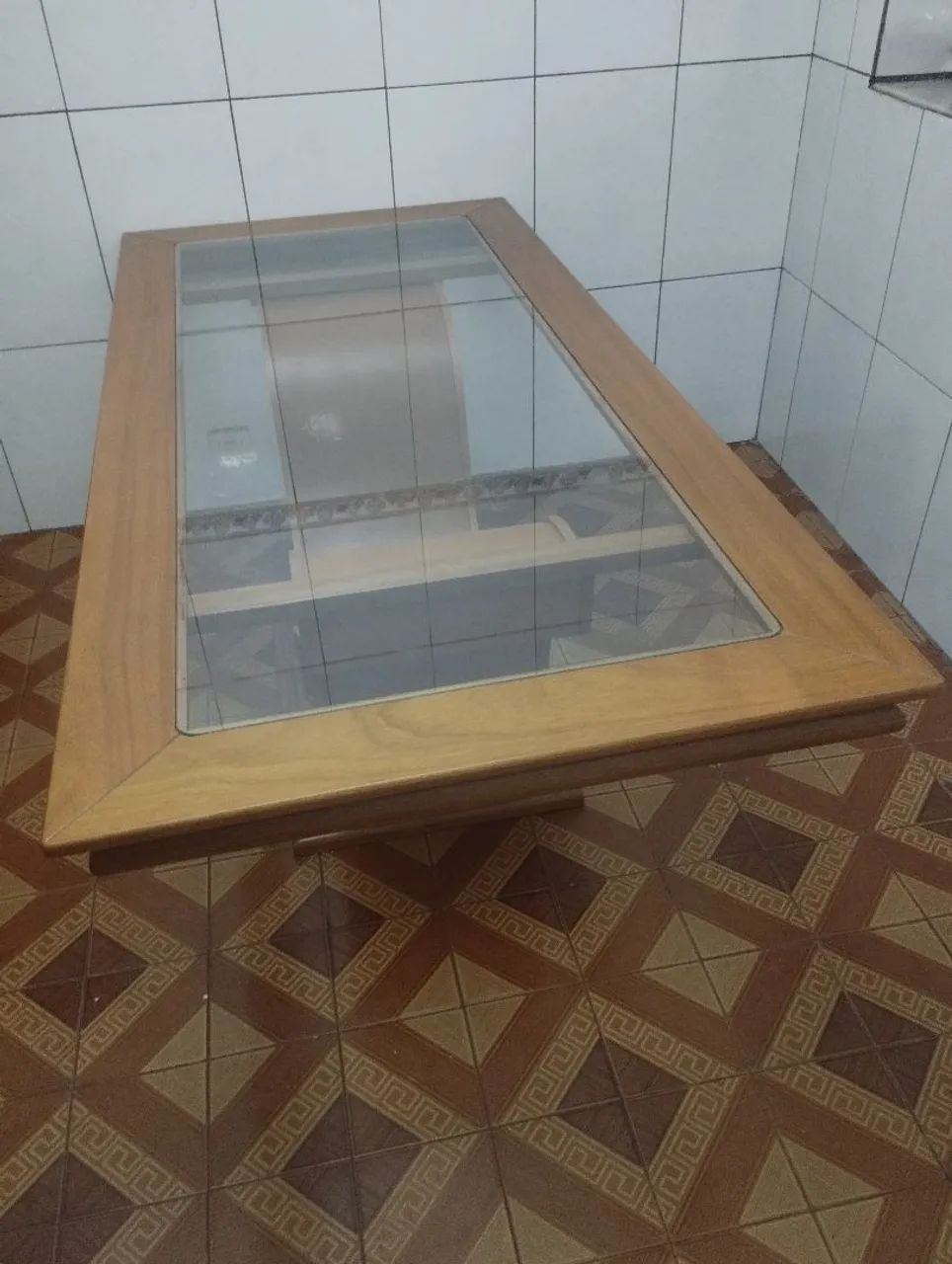 Mesa de Madeira com tampa de vidro  - Foto 2