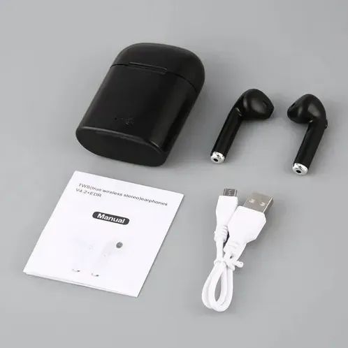 fone sem fio i7s tws bluetooth 5.0 com microfone preto