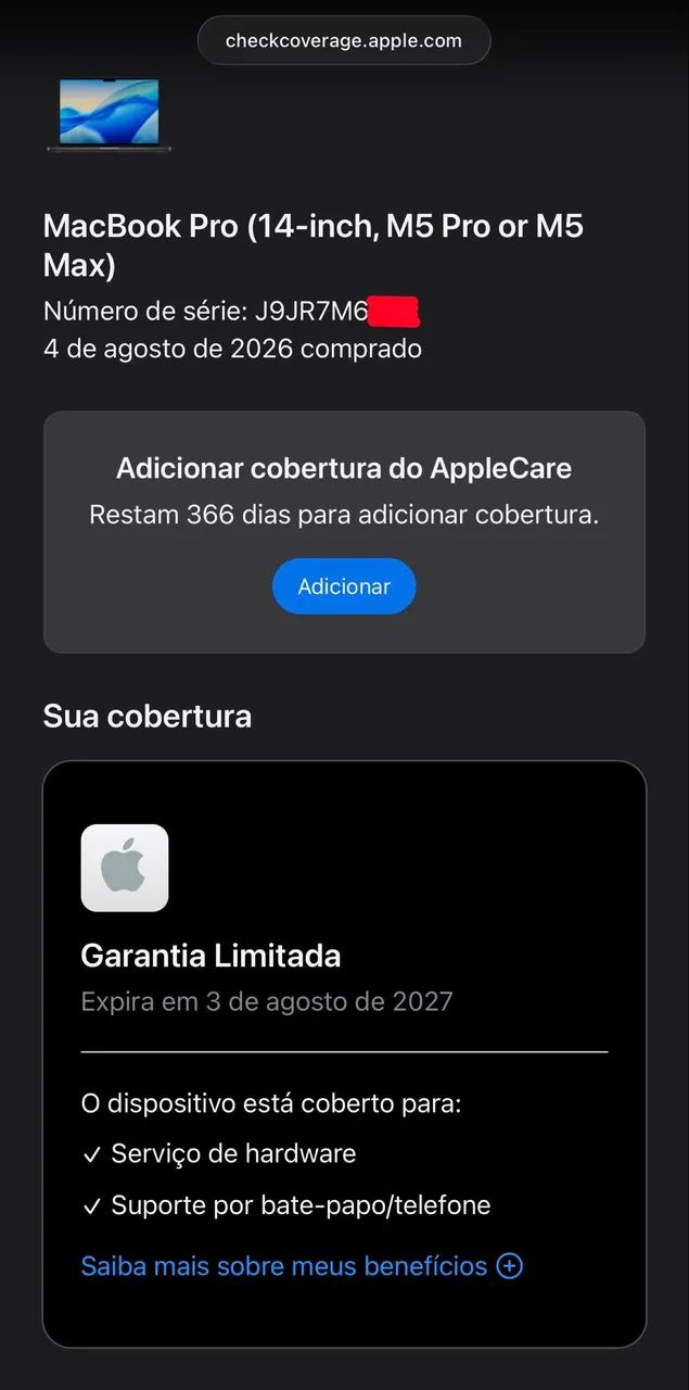 Macbook pro 14 polegadas chip m5 pro 24gb / 1tb apenas 2 dias de ativação ( 24 / 1 tb ) - Foto 2