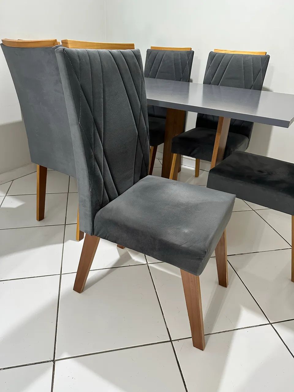 Mesa de Jantar Retangular Kavic com 6 Cadeiras Madeira Maciça Vegas - Foto 2