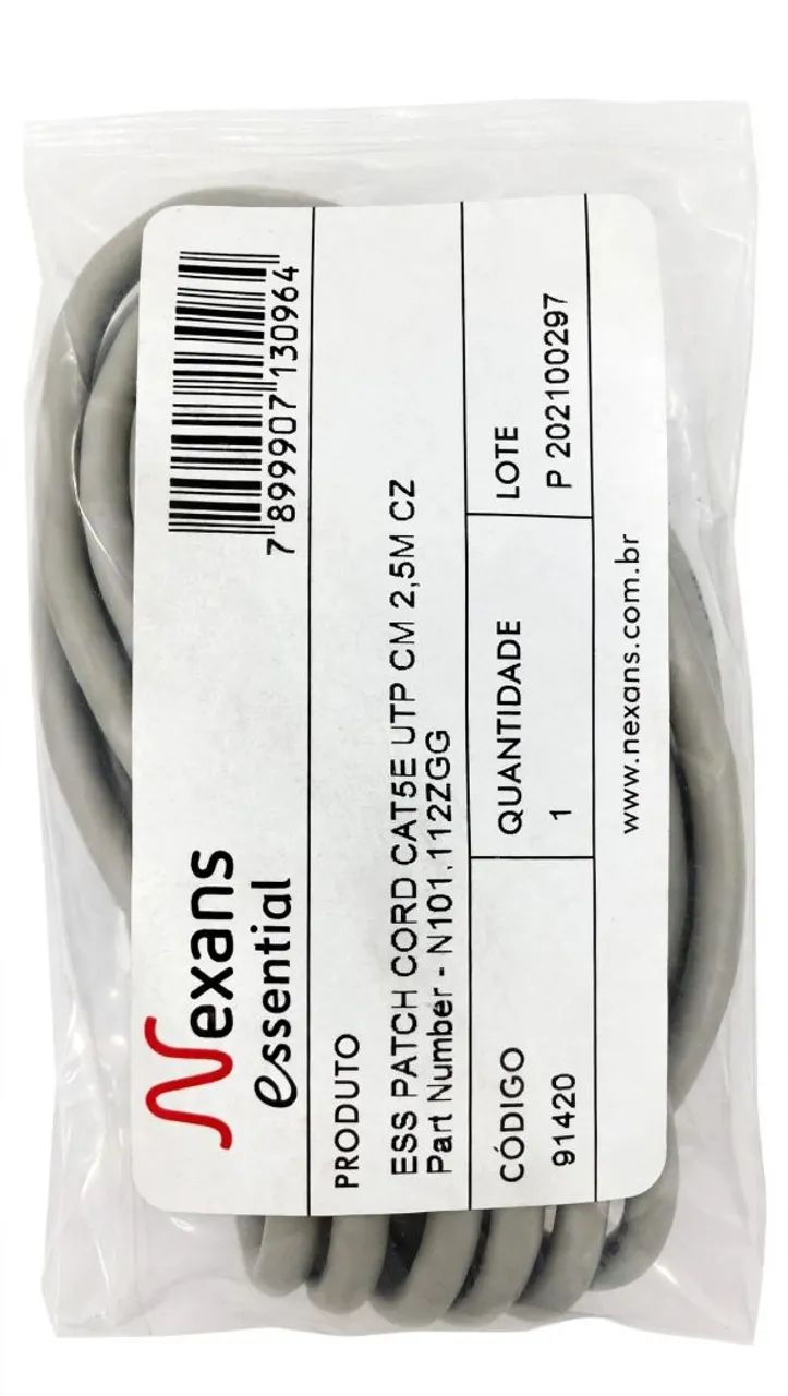 Patch Cord Cinza Nexans Essential  CAT5e 2,5M - Foto 2