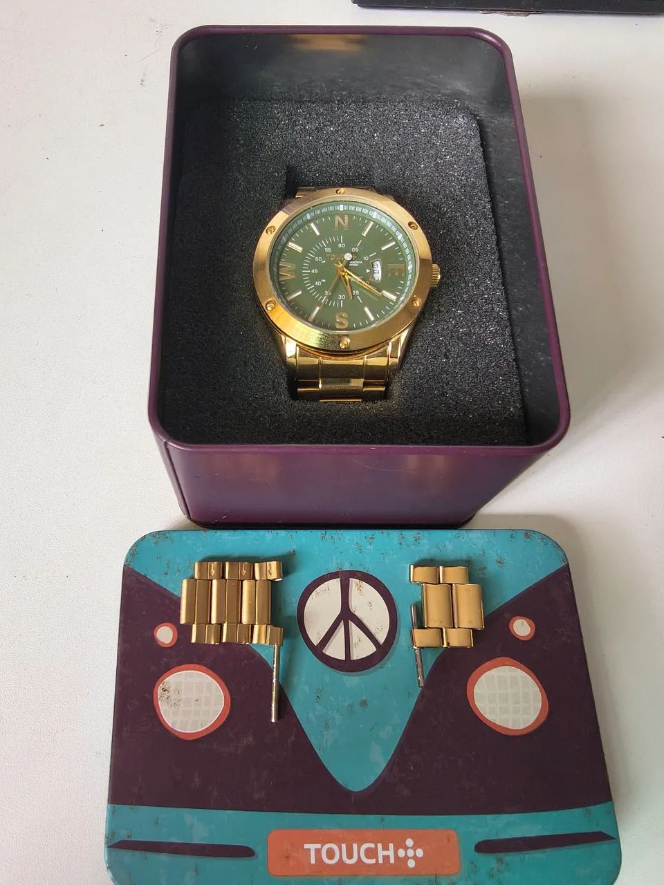 Relógio analógico dourado Touch  - Foto 2