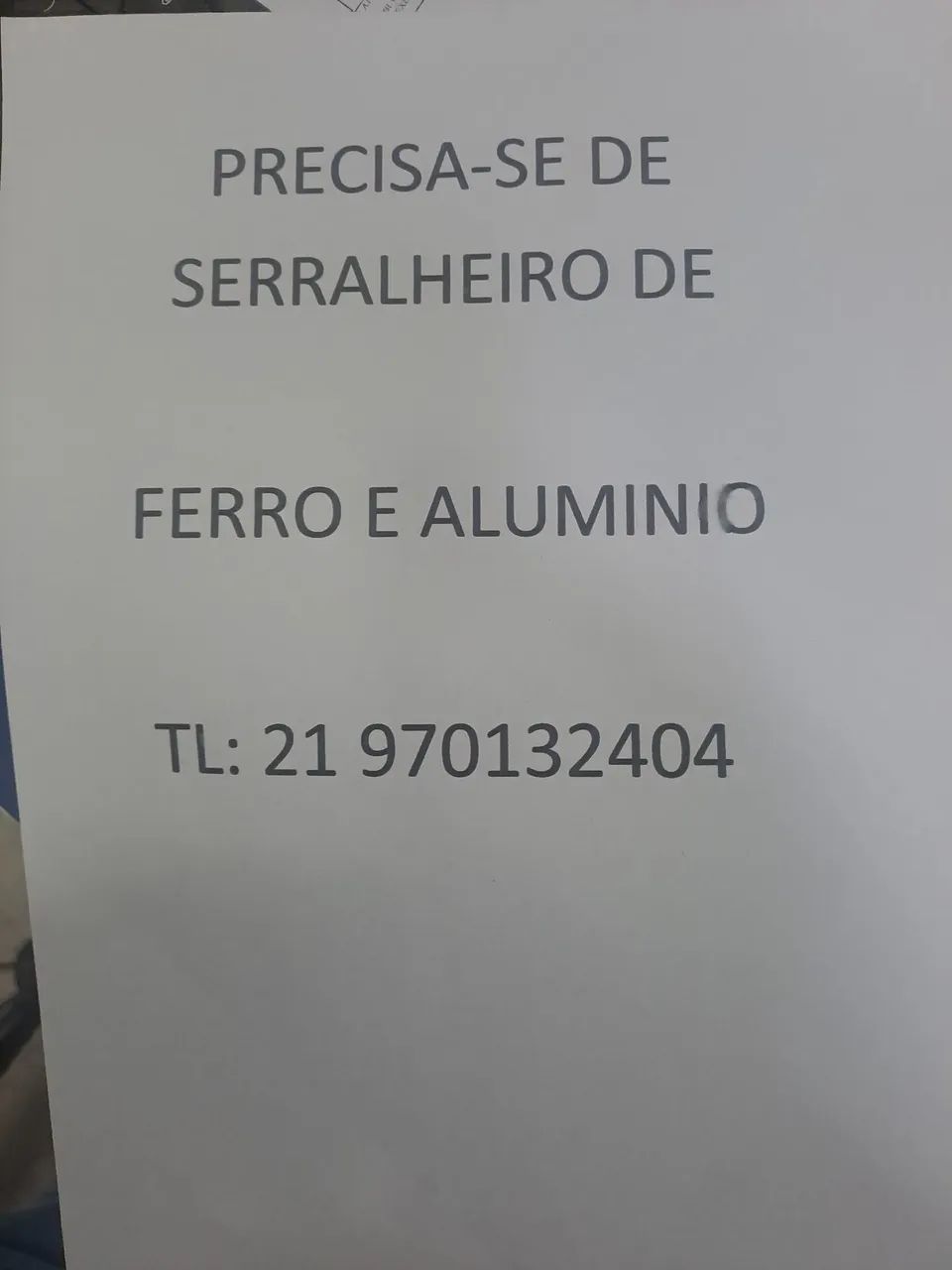 PRECISA-SE DE SRRALHEIRO DE FERRO E ALUMINIO