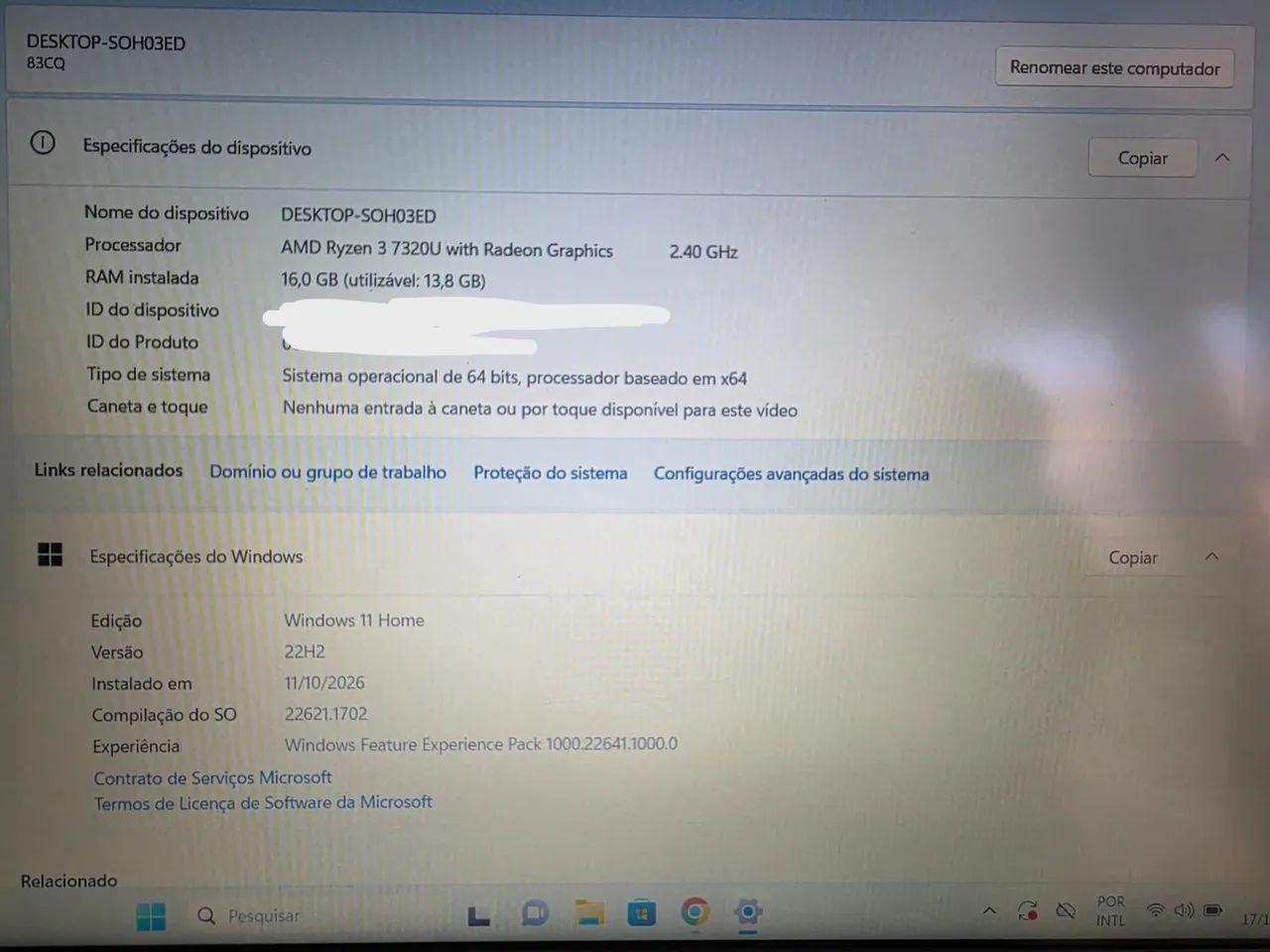 Notebook Lenovo processador AMD