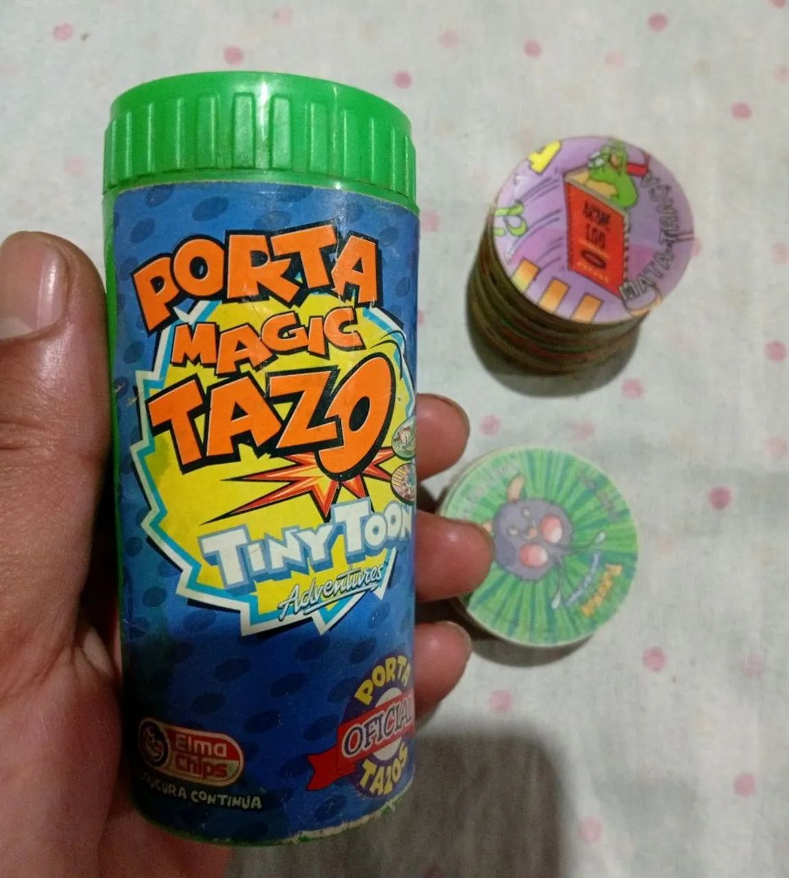 Porta Tazo Elma Chips com 50 peças..32 tazos Holograficos raros e 18 normal 