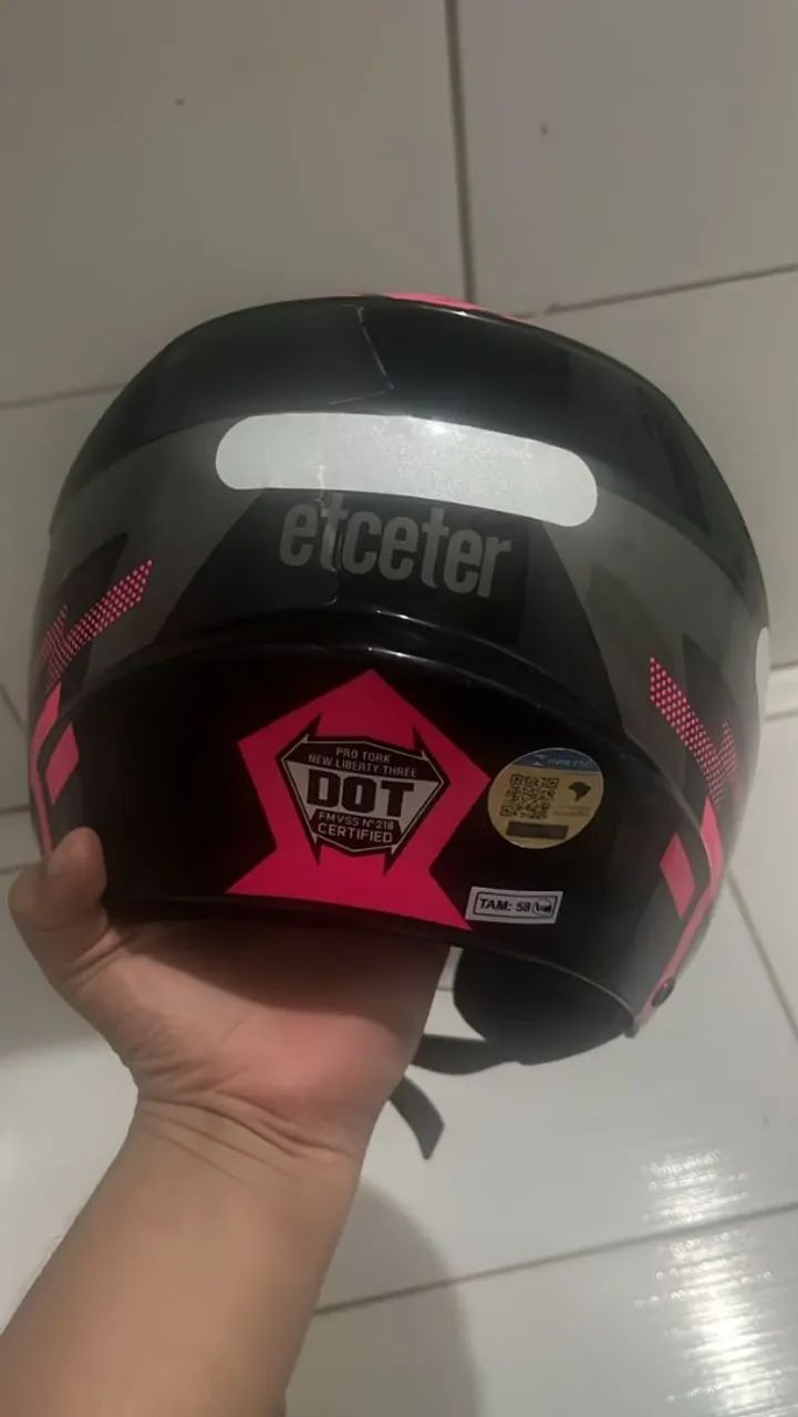 CAPACETE ETCETER ROSA E PRETO  - Foto 4