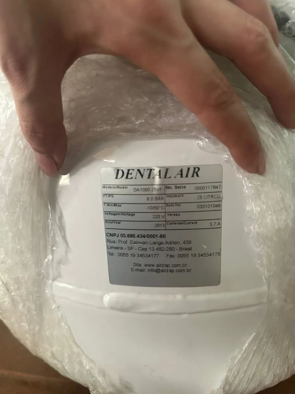 Compressor de Ar Odontológico DA1000 30VFP 30L AirZap