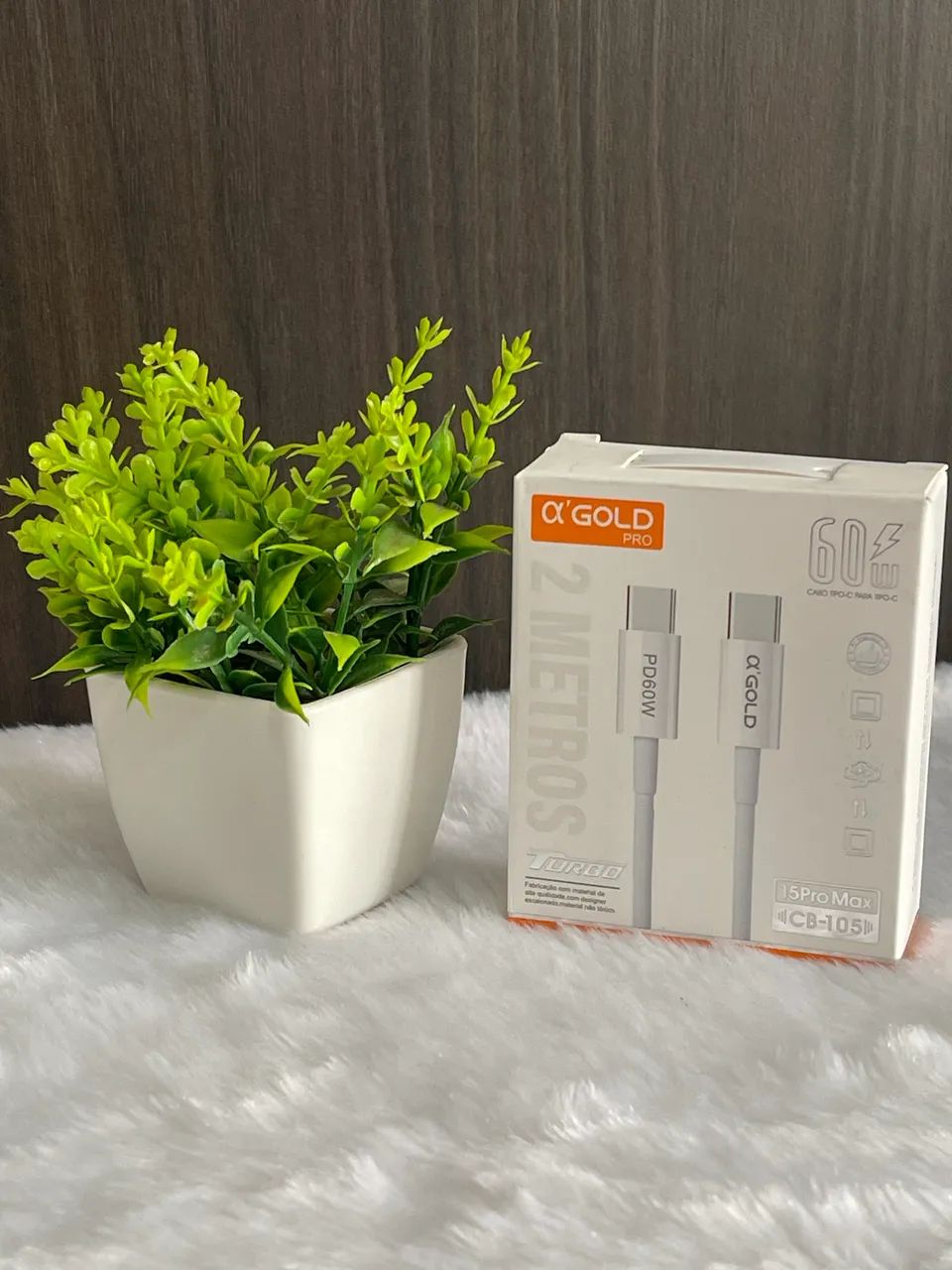 Cabo USB-C para USB-C A?Gold Pro Turbo 60W - Carregamento Rápido e Alta Durabilidade