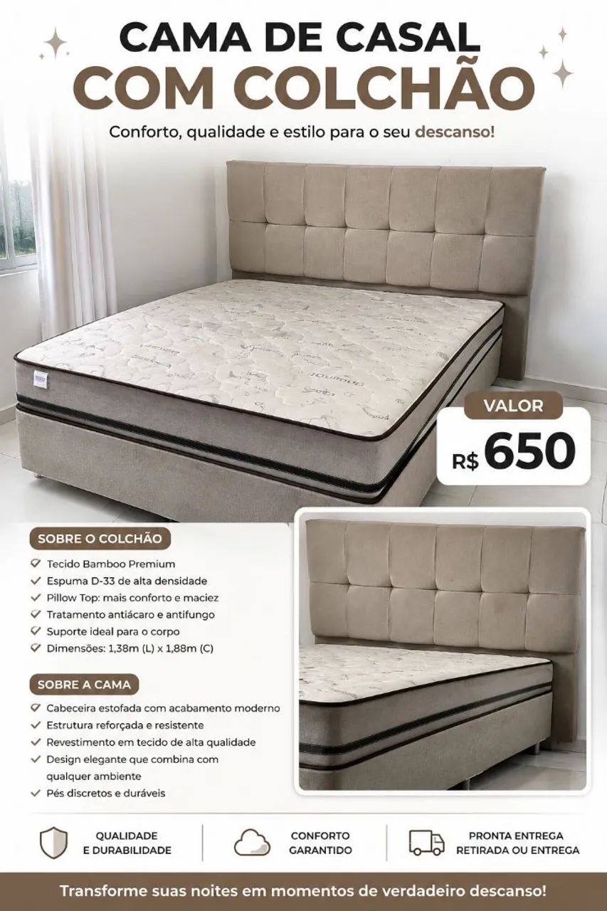 Vende-se cama de casal com colchão 