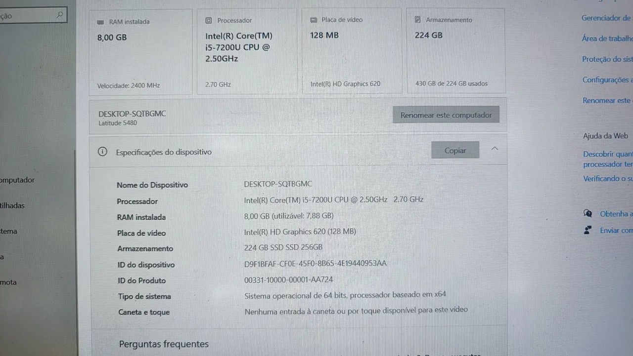 Notebook Dell Latitude i5 7ª geração 8gb Ram - Foto 3