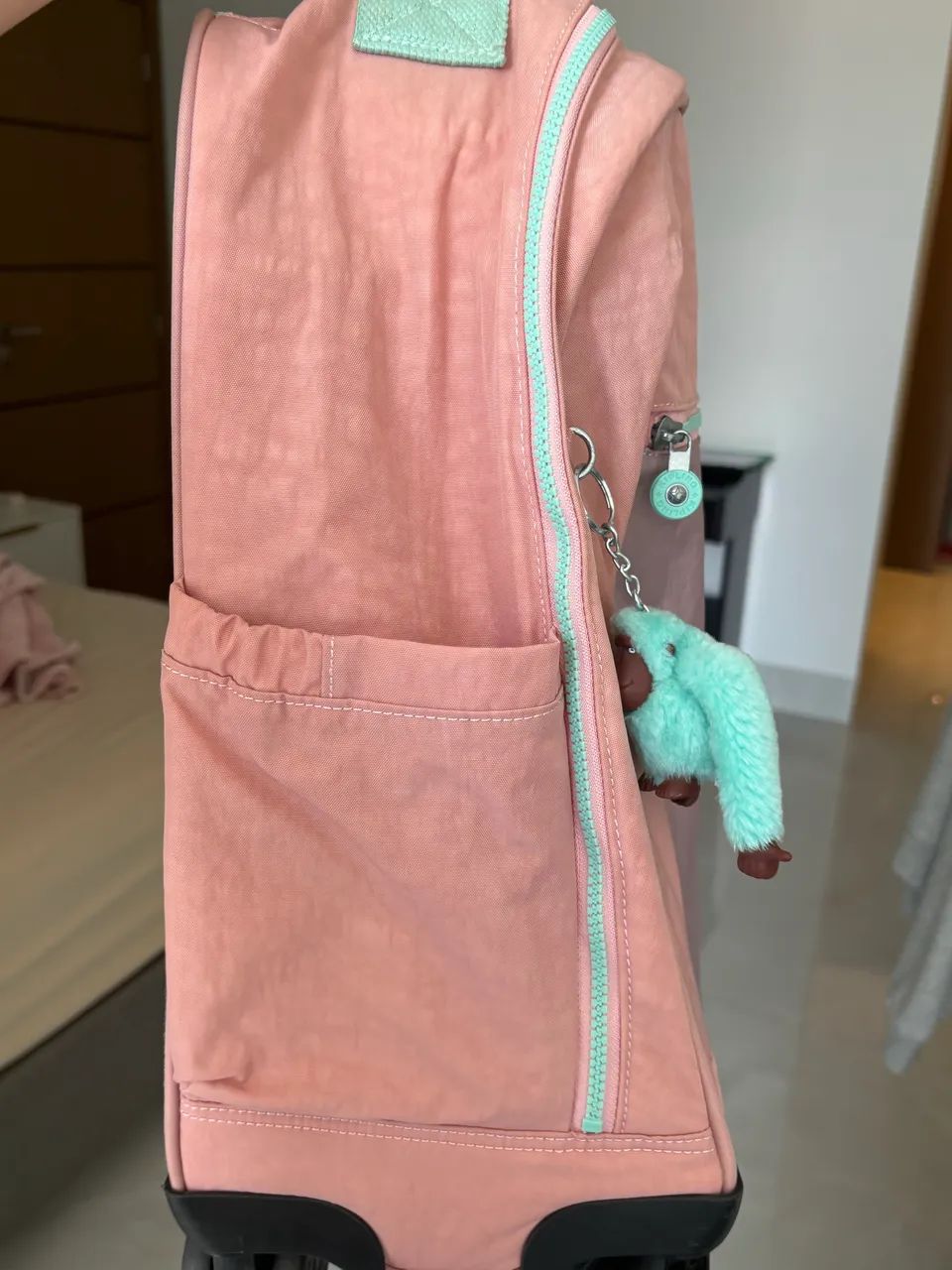 Mochila de rodinha da kipling original rosa  - Foto 4