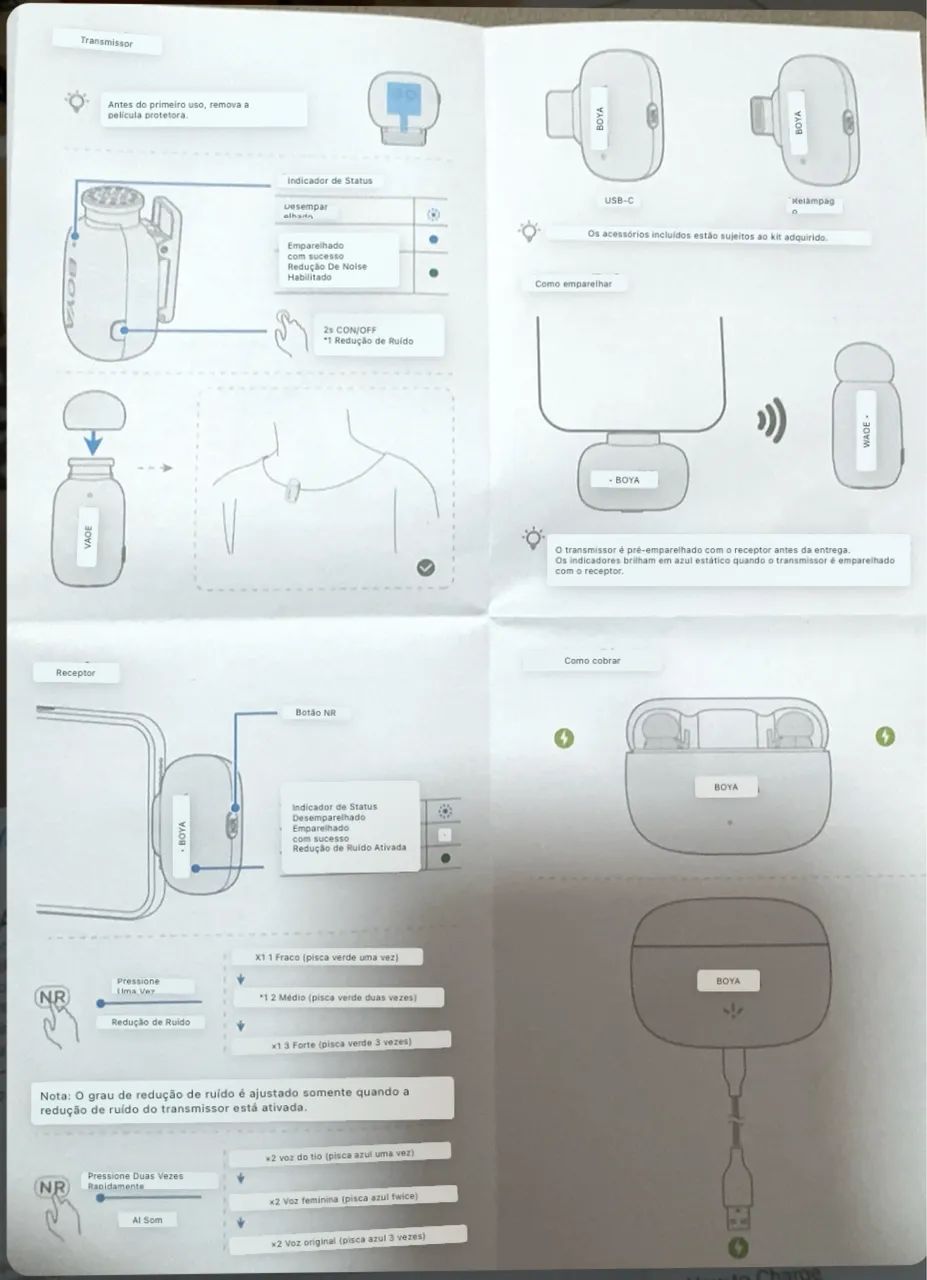 Microfone Sem Fio Boya mini-12 - Lighting e USB-C - Foto 5