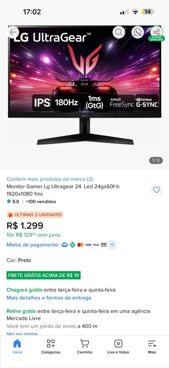 MONITOR LG 180hz - Foto 3