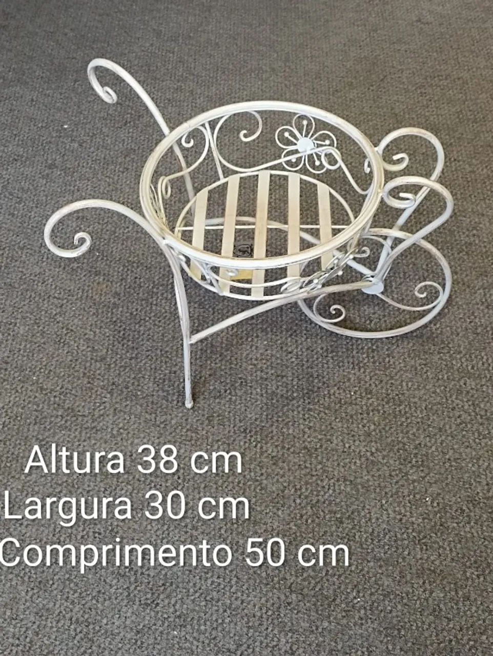Suporte Porta Vasos Estilo Carrinho em Ferro - Par Decorativo - Foto 4