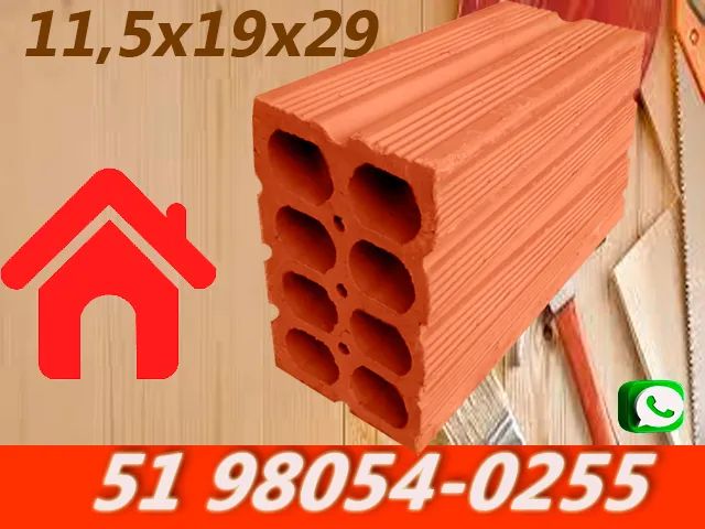 Tijolos 8 Furos 11,5x19x29 . Entrega Grátis Porto Alegre Região e Litoral.