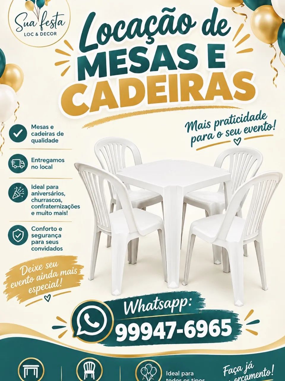 Aluguel mesas e cadeiras 