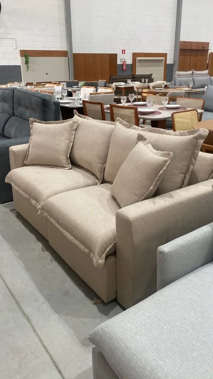 SOFÁ RETRATIL CAIXA ZERO LINHO BEGE 1,90 OUTLET 