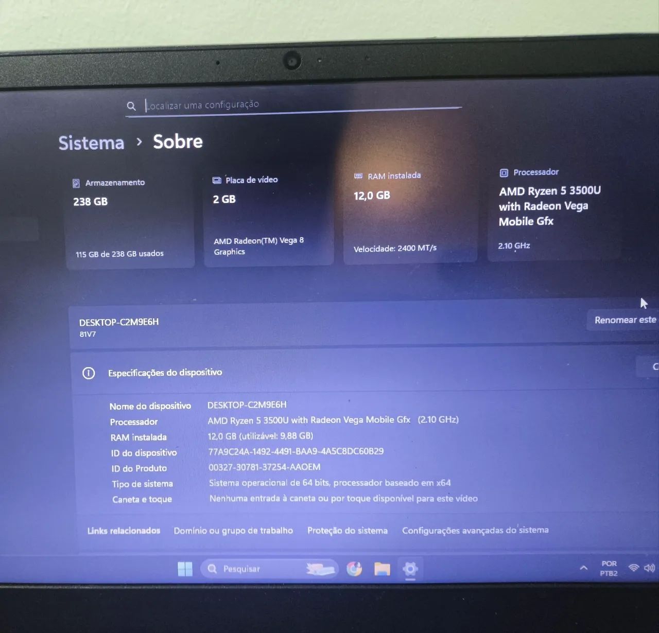 Notebook Ryzen 5 12gb 256ssd - Foto 3