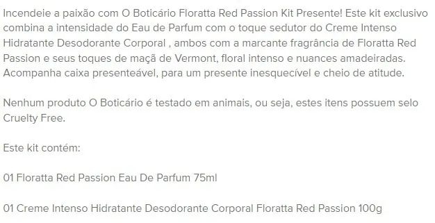 O Boticário Floratta Red Passion Kit Presente - Foto 3