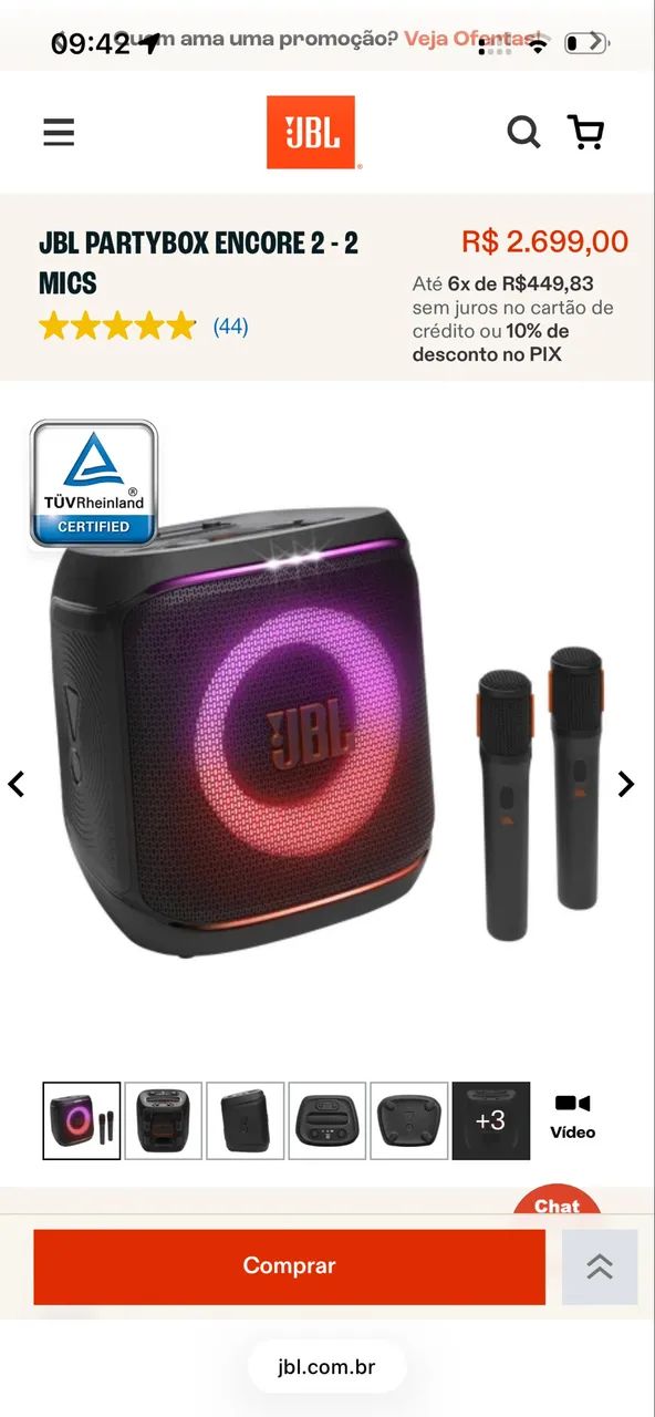JBL Partybox encore 2 com 2 microfones  - Foto 2