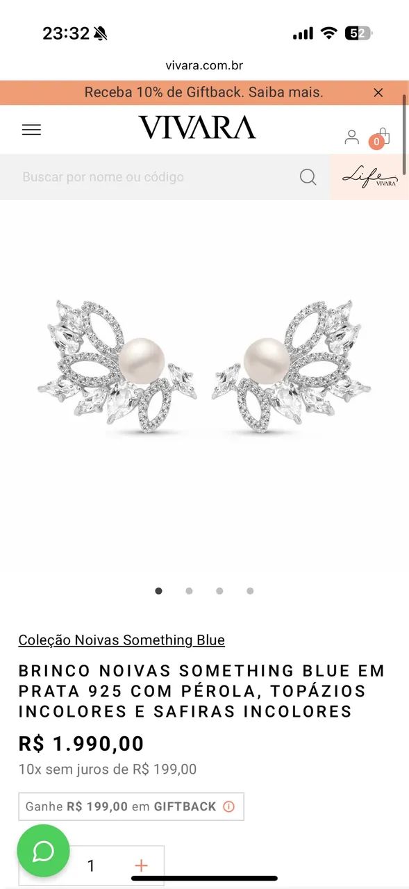Brinco noiva Vivara