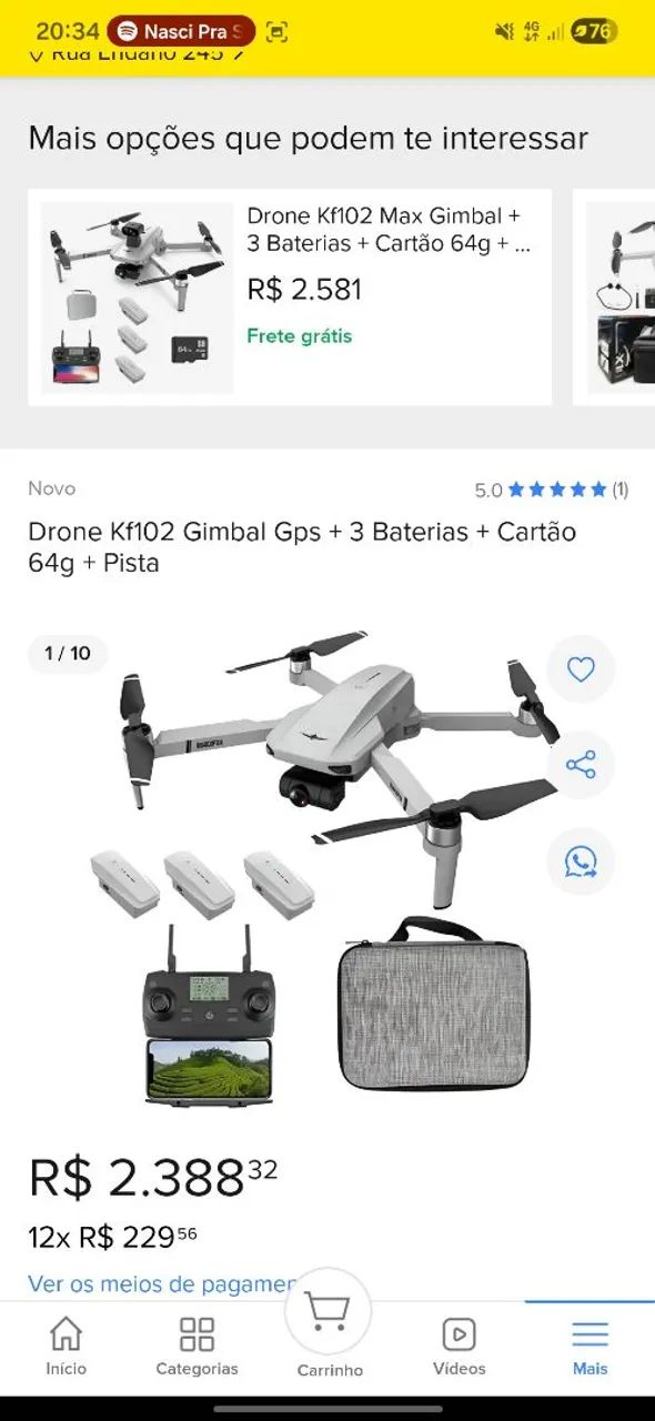 Drone kf102 até 12vz cartao