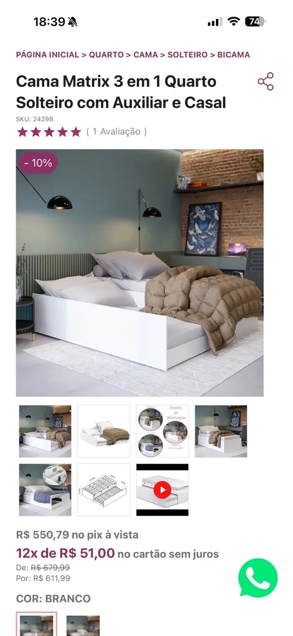 Cama matrix 3 em 1