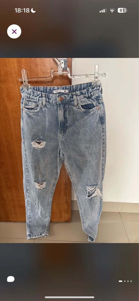 Calça jeans mom destroyed 36