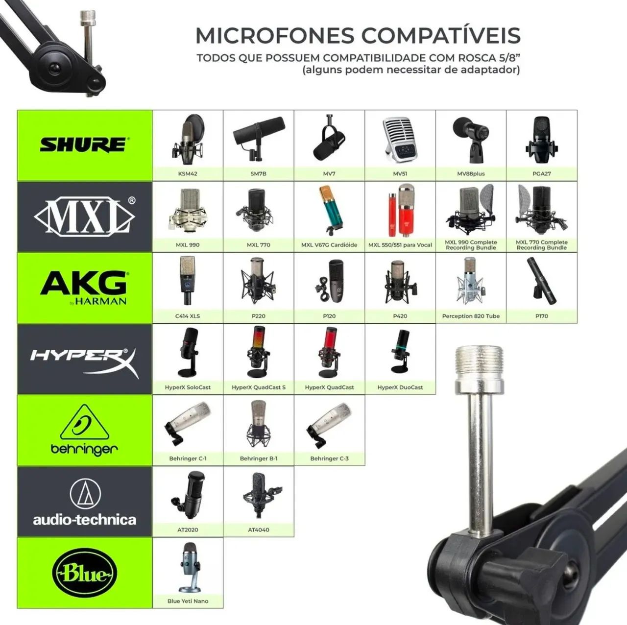 Suporte para Microfone Armer MIC-ARM Braço Articulado preto de 39.7cm - Foto 5
