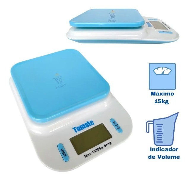 Balança Digital De Cozinha Máximo 15kg Indicador De Volume Garantia - Loja Natan Abreu