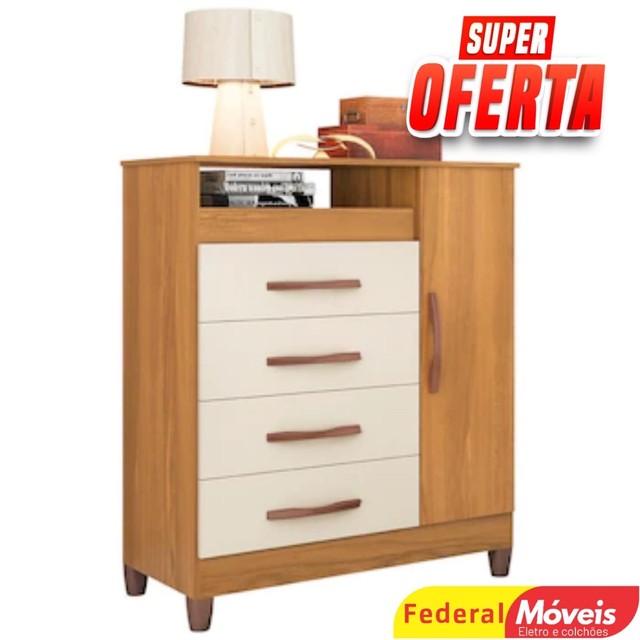 Cômoda sapateira 4 turquesa gavetas - nova