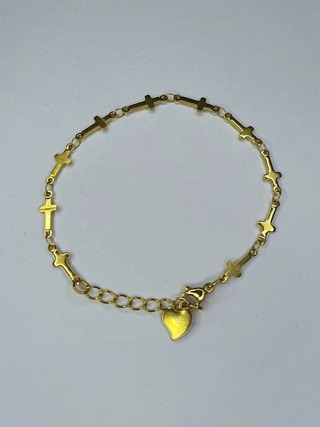 Pulseira dourada trançada ou cruz - Foto 2