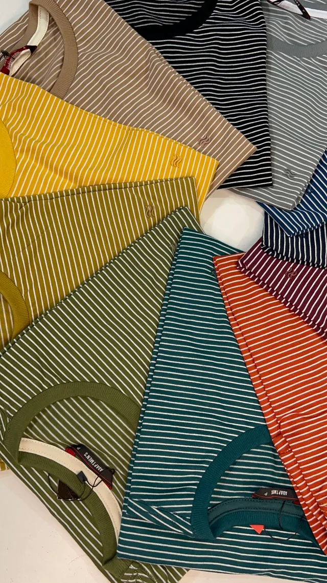 Camisa Algodão Listrada Navy