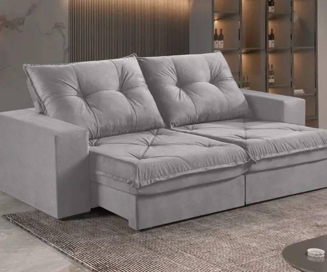 Sofá 2,10m Retrátil/Reclinável Molas Ensacadas D28 c/ Pillow Super Lindo Fazemos Entrega