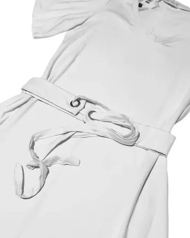 Vestido Feminino Visco Lycra Cinto Branco - Foto 3