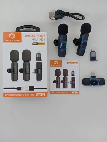 Microfone de Lapela Sem Fio para iPhone e Android - Duplo