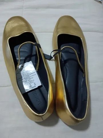 Sapatilha boneca dourado Satinato 38com bico de bailarina. - Foto 3
