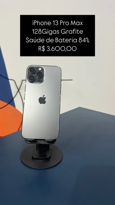 Vendo IPhone 13 Pro Max 128GB Grafite Saúde de bateria 84% Semi