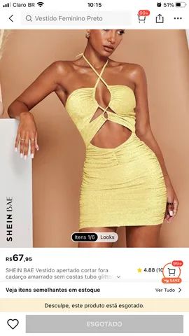 Vestido brilho amarelo TAM G veste M tb - Foto 4