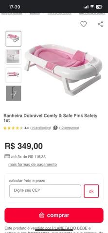 Banheira Bebe Dobrável Comfy Safe Safety 1st Rosa